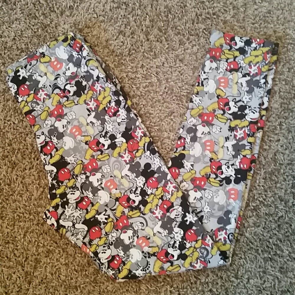 Mickey Mouse Print LuLa Roe Leggings, OS